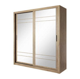 Arte Lux Viii - Elegant Two Mirrored Sliding Door Wardrobe (H2150mm W2030mm D610mm) With Shelves - Oak Shetland - thumbnail 2
