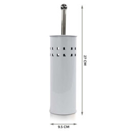Crystals Stainless Steel Bathroom Toilet Cleaning Brush & Holder Free Standing Set White - thumbnail 2