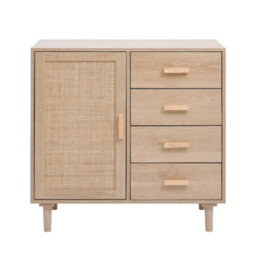 Living And Home Wood And Rattan Accent Side Cabinet - thumbnail 2