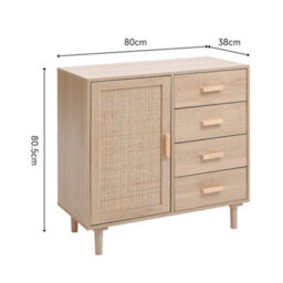 Living And Home Wood And Rattan Accent Side Cabinet - thumbnail 4