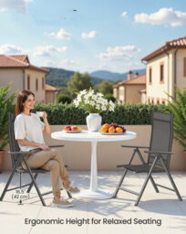 LEDREM Set Of 2 Folding Garden Chairs, Outdoor Chairs With Metal Frame, 8-Angle Reclining Backrest,black - thumbnail 3