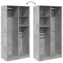 Berkfield Durable Wardrobe Concrete Grey 100X50X200 Cm Engineered Wood - thumbnail 7