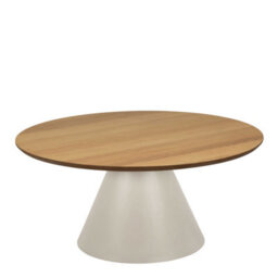 Wyld Haus Hamburg Low Round Oak Veneer Coffee Table With Grey Steel Pillar Base - thumbnail 3