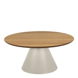Wyld Haus Hamburg Low Round Oak Veneer Coffee Table With Grey Steel Pillar Base - thumbnail 4