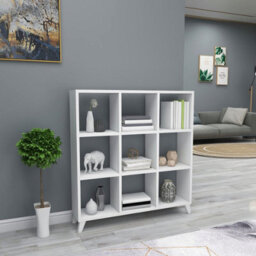 Urbn-Living Urbnliving 101Cm Height White 9 Cube Square Bookcase With Legs Cabinet Storage Shelving Display Wood Shelf - thumbnail 2