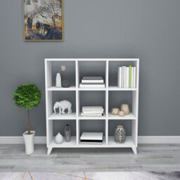 Urbn-Living Urbnliving 101Cm Height White 9 Cube Square Bookcase With Legs Cabinet Storage Shelving Display Wood Shelf - thumbnail 1