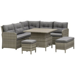Outsunny 6 Pcs Rattan Garden Furniture Sectional Corner Sofa, Grey - thumbnail 2