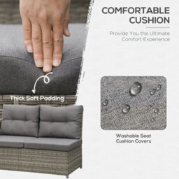 Outsunny 6 Pcs Rattan Garden Furniture Sectional Corner Sofa, Grey - thumbnail 5