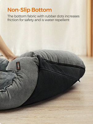 LEDREM Linen-Look Dog Bed With Raised Edges, Easy To Clean, Light Grey - image 1