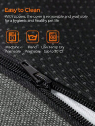 LEDREM Linen-Look Dog Bed With Raised Edges, Easy To Clean, Light Grey - thumbnail 3