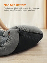 LEDREM Linen-Look Dog Bed With Raised Edges, Easy To Clean, Light Grey - thumbnail 1
