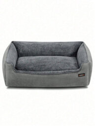 LEDREM Linen-Look Dog Bed With Raised Edges, Easy To Clean, Light Grey - thumbnail 8