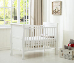 Mcc Direct Savannah City Sleigh Wooden Baby Cot Bed White - thumbnail 2