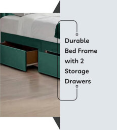 Green Plush 3Ft Single Bed With Matttress  2 Storage Drawers And 20 Inch Borderd Headboard - thumbnail 4