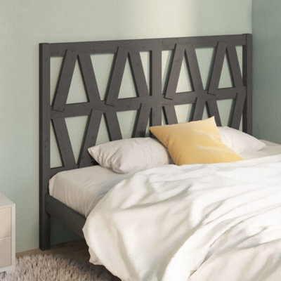 Berkfield Bed Headboard Grey 146X4X100 Cm Solid Wood Pine - image 1