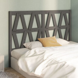 Berkfield Bed Headboard Grey 146X4X100 Cm Solid Wood Pine - thumbnail 4