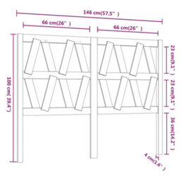 Berkfield Bed Headboard Grey 146X4X100 Cm Solid Wood Pine - thumbnail 6