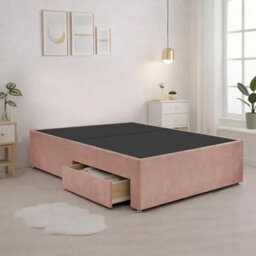 Luxury Pink Plush Milan King Size Bed Frame With Mattress 54 Inches Wingback Headboard 2 Footend Storage Drawers - thumbnail 6