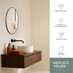 Mood Premium Oval Bathroom Mirror Black Framed Wall Mounted, Frame Modern & Stylish (70Cm X 50Cm) - thumbnail 3