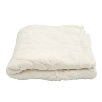 Living And Home Silky White Soft Warm Plush Fuzzy Throw Blanket 200Cm X 150Cm With 3D Leaf - image 1