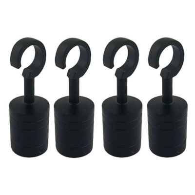 Ropeservices Uk 4 X 28mm Powder Coated Black Decking Rope Hook Fittings Fixings Barrier Set - image 1
