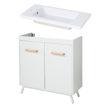 GoodHome Ladoga Matt White Vanity Unit & Basin Set - Includes Makonda Basin (W)800mm (H)810mm