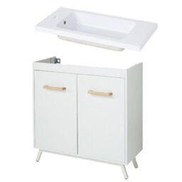 GoodHome Ladoga Matt White Vanity Unit & Basin Set - Includes Makonda Basin (W)800mm (H)810mm - thumbnail 1