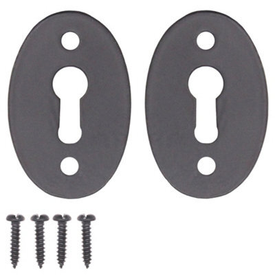Afit Oval Key Hole Cover Escutcheon - 50X34mm - Black Antique Iron - Pack Of 2 - image 1