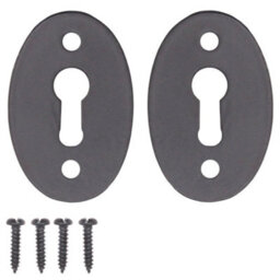 Afit Oval Key Hole Cover Escutcheon - 50X34mm - Black Antique Iron - Pack Of 2