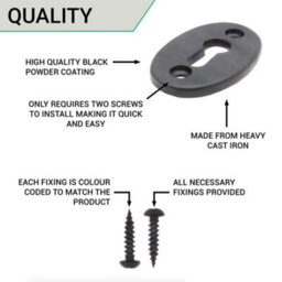 Afit Oval Key Hole Cover Escutcheon - 50X34mm - Black Antique Iron - Pack Of 2 - thumbnail 2