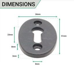 Afit Oval Key Hole Cover Escutcheon - 50X34mm - Black Antique Iron - Pack Of 2 - thumbnail 4