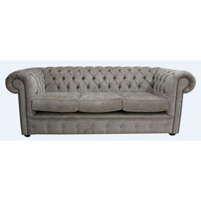 Chesterfield 3 Seater Sofa Velluto Fudge Brown Velvet Fabric In Classic Style - image 1