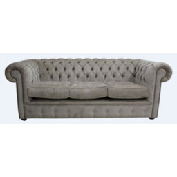 Chesterfield 3 Seater Sofa Velluto Fudge Brown Velvet Fabric In Classic Style - thumbnail 1