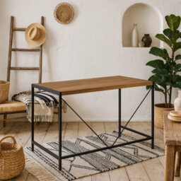Wyld Haus Barbados Natural Oak-Effect Office Desk With Black Metal Base 1200X600X750mm - thumbnail 2