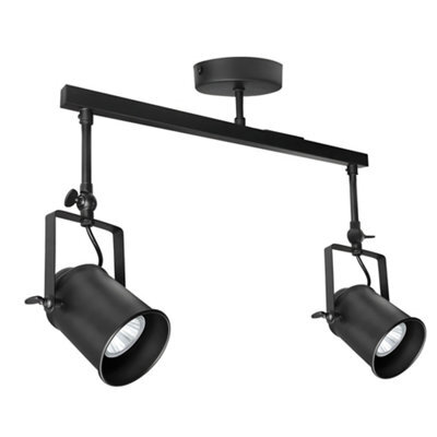 Long Life Lamps Company Retro Industrial 2 Way Black Ceiling Spotlight Bar Adjustable M0096 - image 1