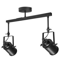 Long Life Lamps Company Retro Industrial 2 Way Black Ceiling Spotlight Bar Adjustable M0096 - thumbnail 3