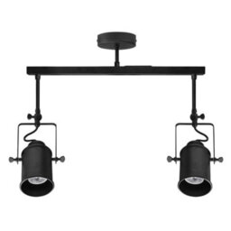 Long Life Lamps Company Retro Industrial 2 Way Black Ceiling Spotlight Bar Adjustable M0096 - thumbnail 5