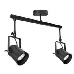 Long Life Lamps Company Retro Industrial 2 Way Black Ceiling Spotlight Bar Adjustable M0096 - thumbnail 1