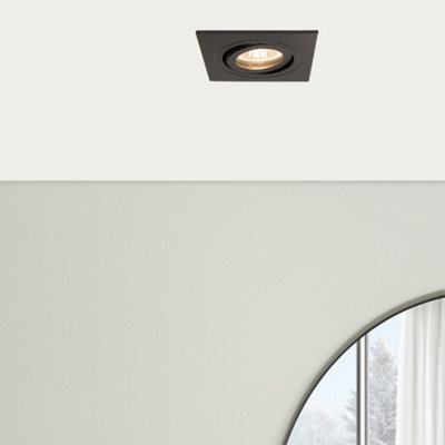 Litecraft Pack Of 5 Matte Black Modern Ip65 Square Tiltable Bathroom Downlights - image 1