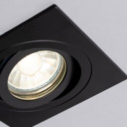 Litecraft Pack Of 5 Matte Black Modern Ip65 Square Tiltable Bathroom Downlights - thumbnail 5