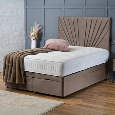 Bsspoke Mink Plush Ottoman Divan Storage Bed 54Inch Velvet Headboard & 10Inch Memory Foam Mattress Available In All Sizes - image 1