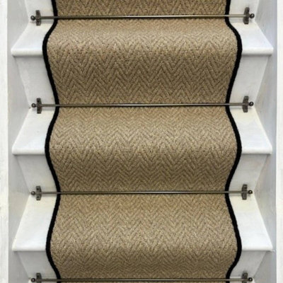 RainbowHome Andes Beige Stair Runner With 100% Pure Wool Edge 65 650 - image 1