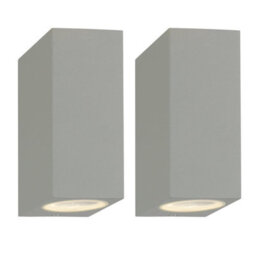 First Choice Lighting Set Of 2 Falmouth - Grey Up Down Outdoor Ip44 Wall Lights
