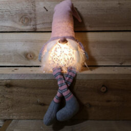 Samuel Alexander 50Cm Battery Operated Light Up Female Christmas Gonk With Dangly Legs In Pink Hat - thumbnail 7