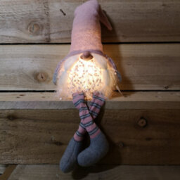 Samuel Alexander 50Cm Battery Operated Light Up Female Christmas Gonk With Dangly Legs In Pink Hat - thumbnail 2