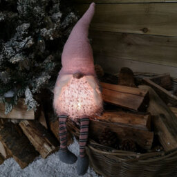 Samuel Alexander 50Cm Battery Operated Light Up Female Christmas Gonk With Dangly Legs In Pink Hat