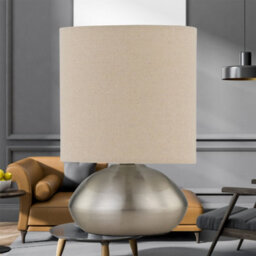 First Choice Lighting Set Of 2 Jenson - Brushed Chrome Touch Table Lamp With Linen Shades - thumbnail 3