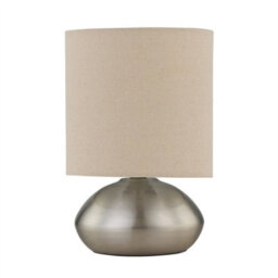 First Choice Lighting Set Of 2 Jenson - Brushed Chrome Touch Table Lamp With Linen Shades - thumbnail 2