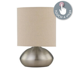 First Choice Lighting Set Of 2 Jenson - Brushed Chrome Touch Table Lamp With Linen Shades - thumbnail 5