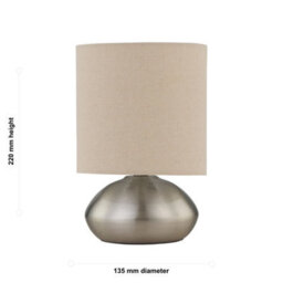 First Choice Lighting Set Of 2 Jenson - Brushed Chrome Touch Table Lamp With Linen Shades - thumbnail 6